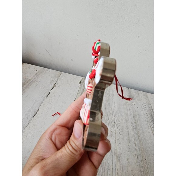 Vintage gingerbread cookie cutter ornament Xmas peppermint tree unique glitter s - Picture 7 of 7